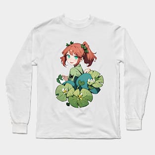 Cute happy anime girl in summer series Long Sleeve T-Shirt